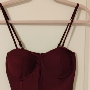 burgundy bustier bodysuit